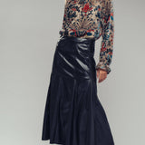 Burnout Velvet Smocked Mock Neck Blouse