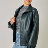 61652 Oversized Faux Leather Jacket