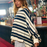 IT2765 Striped Oversized Crewneck Top
