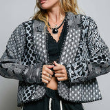 Lightweight Contrast Trim Quilted Kimono Jacket