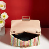 Women's straw crossbody bag small square bag