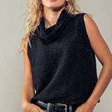 Sleeveless Cowl Neck Crochet Top