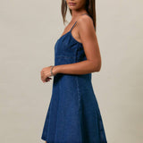 BABY DOLL SPAGHETTI DENIM DRESS