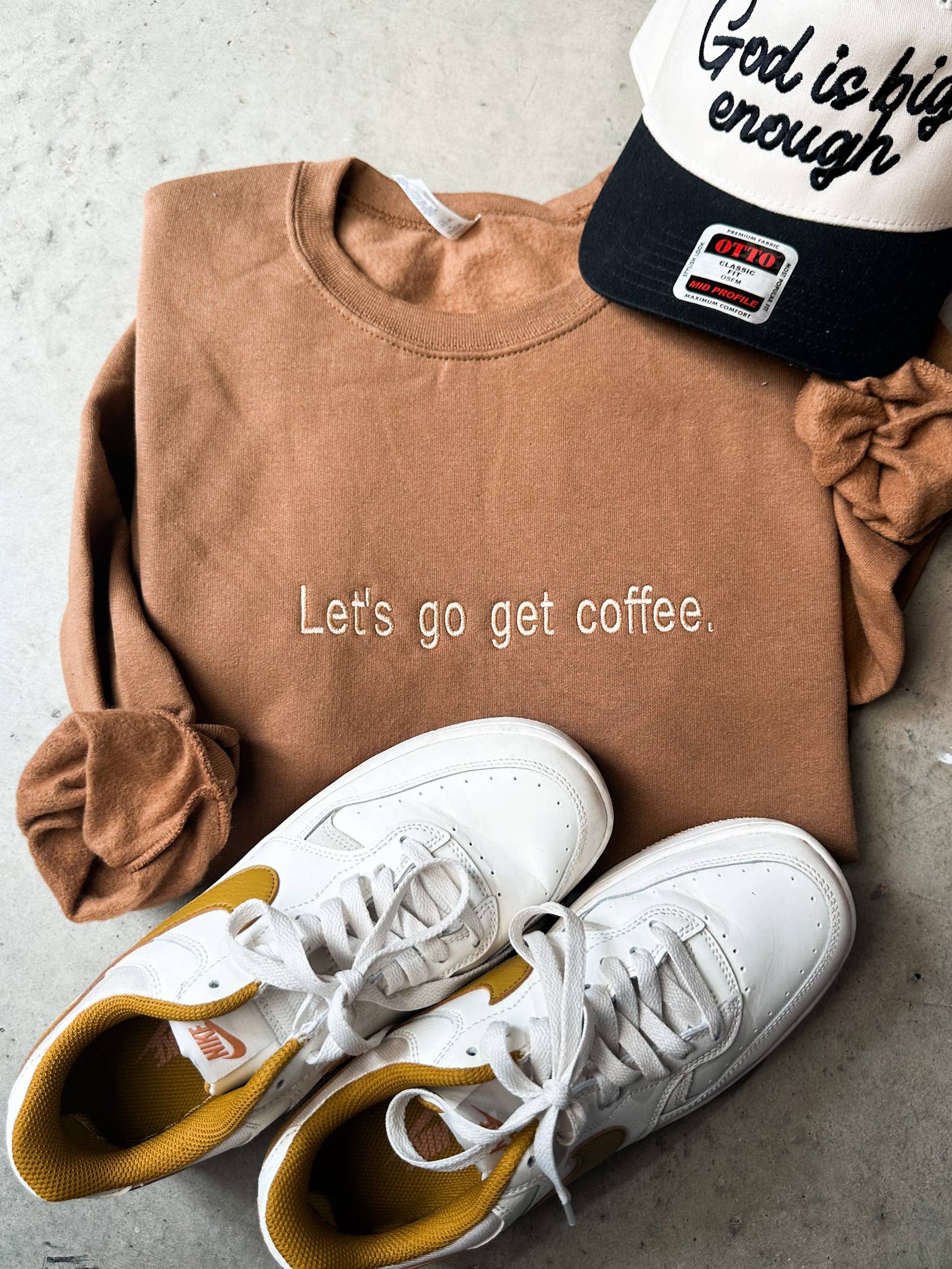 "Let's Go Get Coffee" Embroidered Sweatshirt