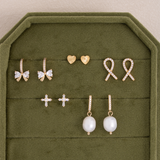 Baguette Cross Studs On Velvet Gift Tag
