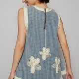 Sleeveless Denim Flower Patch Top
