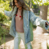 Quilted Tie-Close Denim Jacket