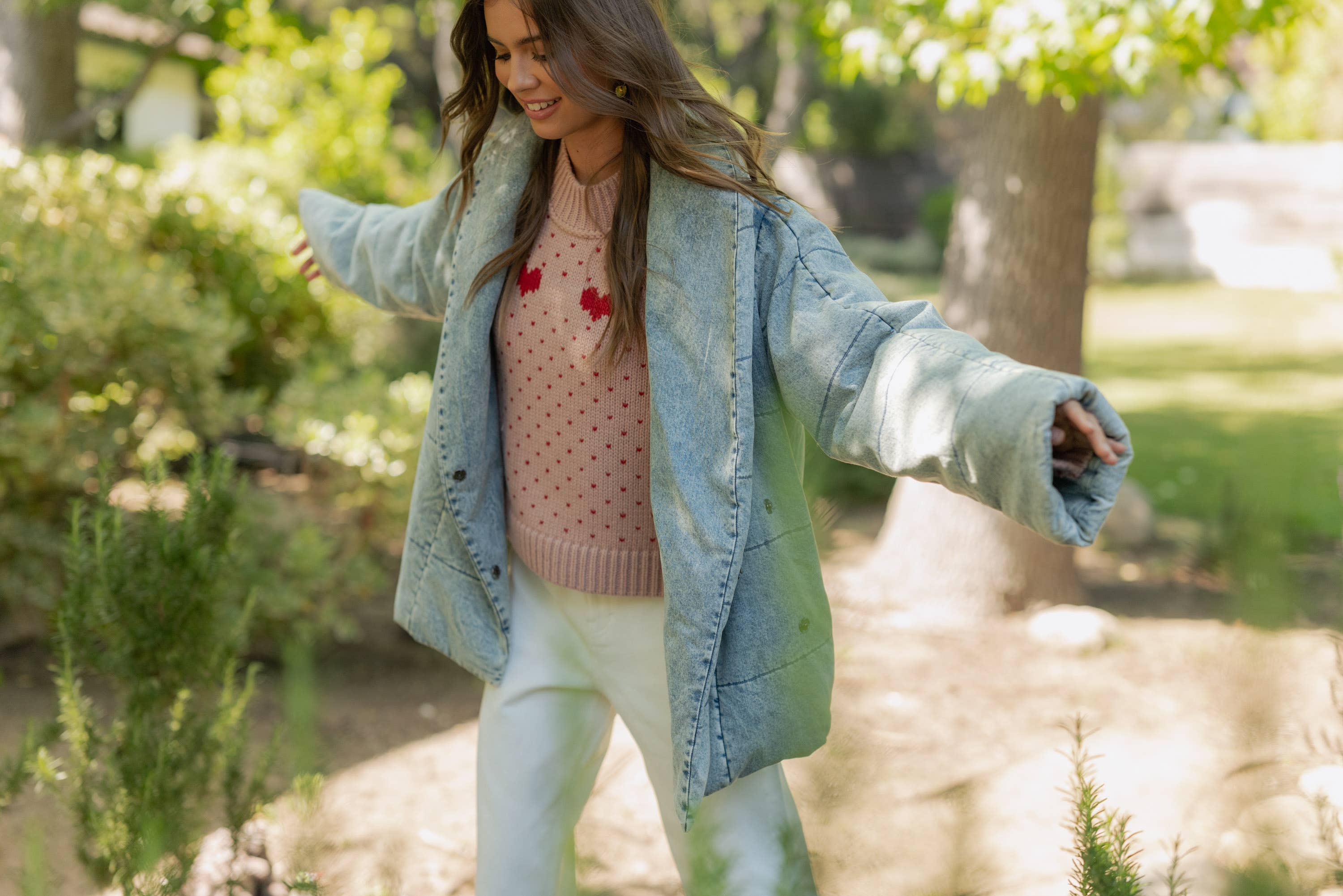 Quilted Tie-Close Denim Jacket