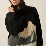 Mountains Fuzzy Jacquard-Knit Turtleneck Sweater