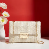Women's straw crossbody bag small square bag
