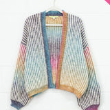 Rainbow Stripe Open Cardigan (Plus Size)