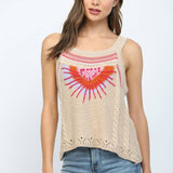 ABSTRACT SUNBURST DESIGN SWEATER TANK TOP FW15803