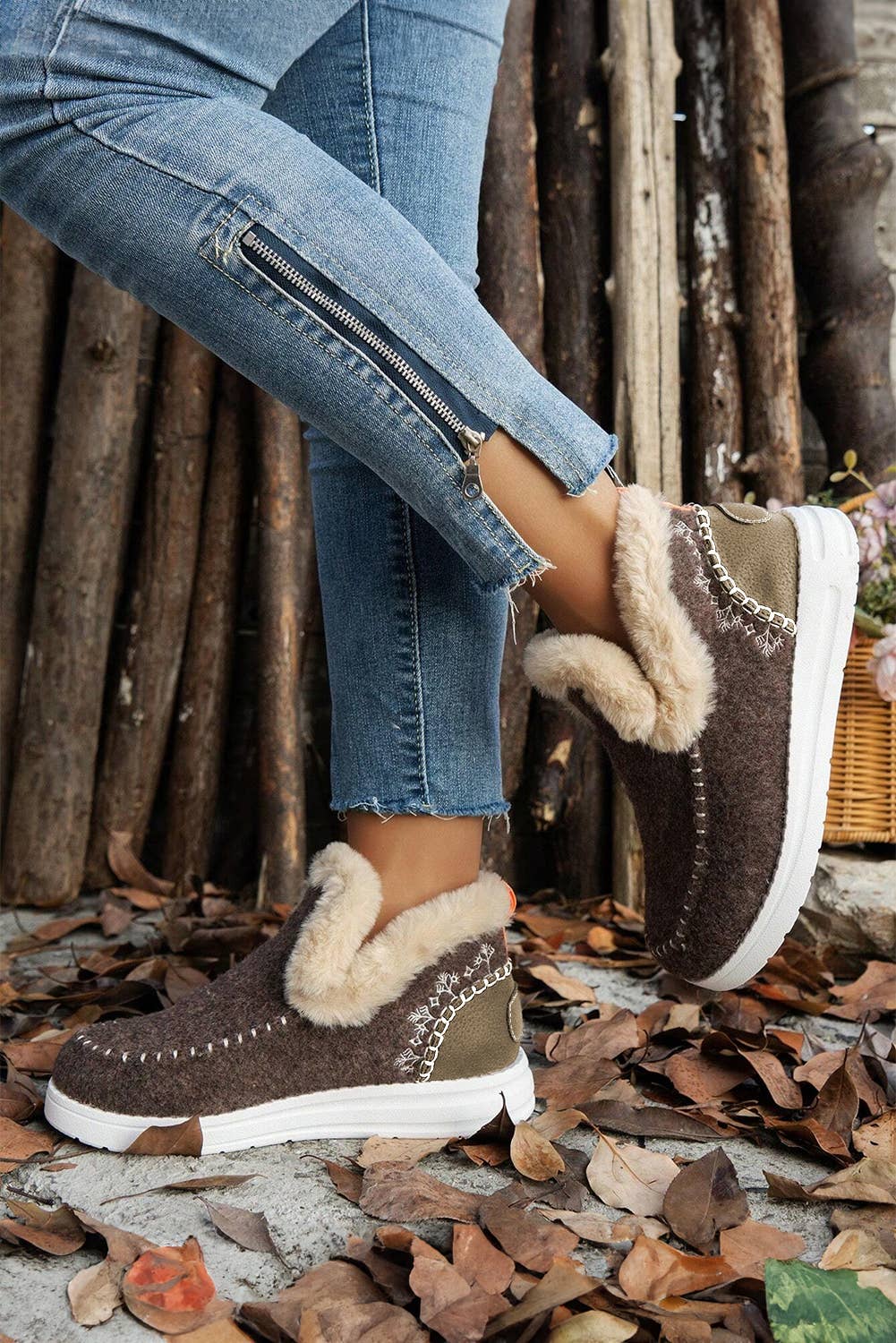Suede Plush Lined Anklet Boots