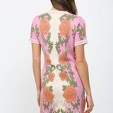 FLORAL TAPESTRY PATTERN SCALLOPED EDGE SWEATER DRESS FW10534
