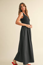 Ribbed Top Woven Skirt Dress
