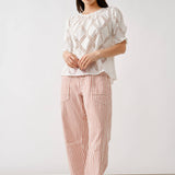 Lace Embroidered Short Sleeve Blouse