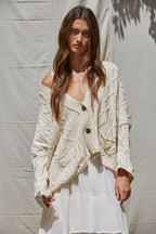 Cream Cable Knit Button Down Cardigan