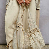 Lace Patched Tote