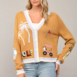 GOLF EMBROIDERED PATCH CARDIGAN LW2119