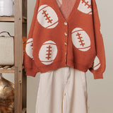 Football  Button V Neck Knit Cardigans