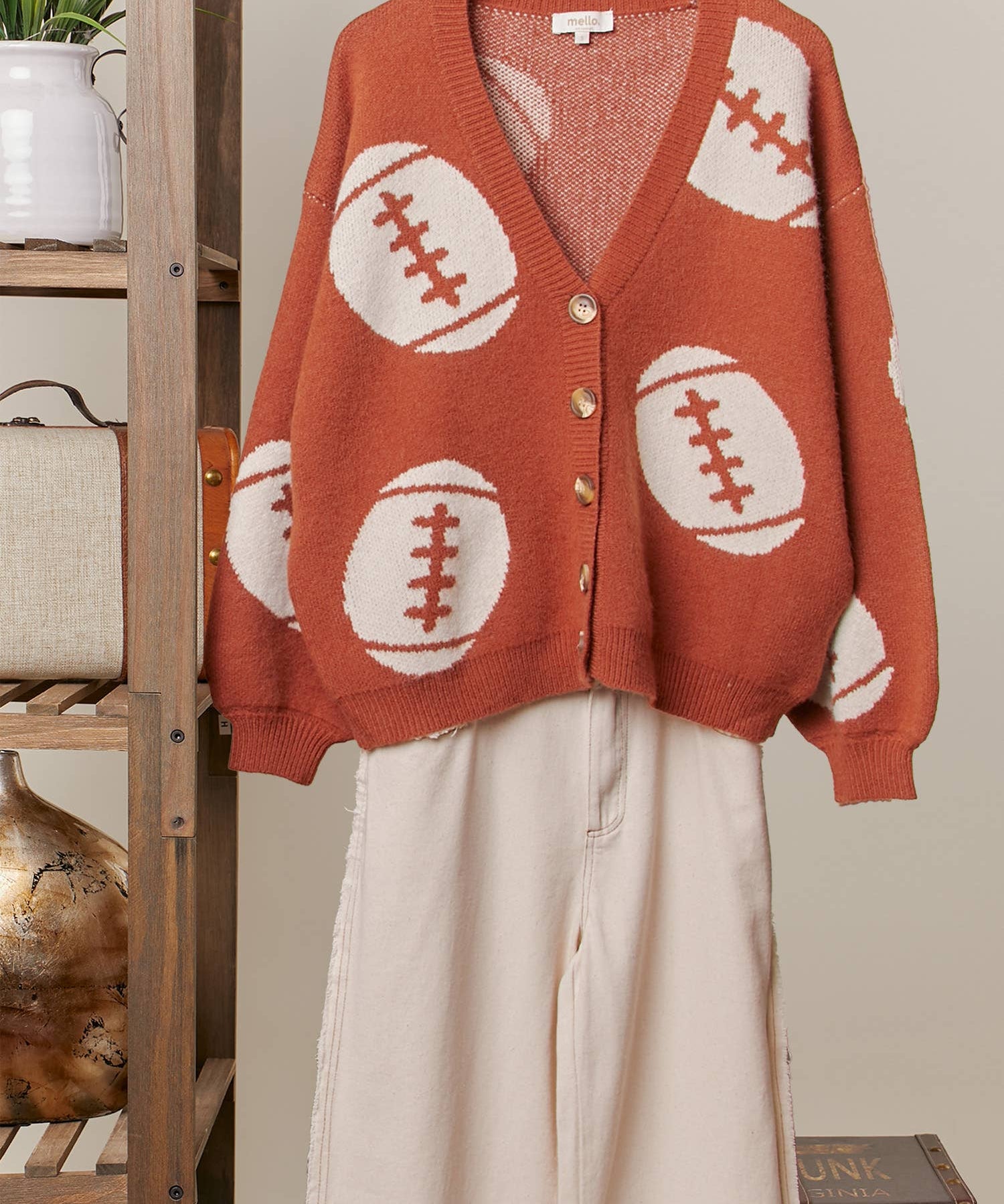 Football  Button V Neck Knit Cardigans
