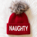 "Naughty" Knit Pom Hat