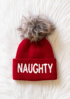 "Naughty" Knit Pom Hat