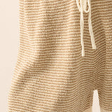Striped Knit Wide-Leg Drawstring Sweater Shorts