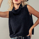 Sleeveless Cowl Neck Crochet Top