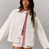 JACKET WITH GINGHAM CONTRAST