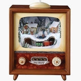 Lighted Musical TV with Rotating Train in Tunnel