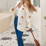 Pumpkin Patterned Knit Cardigan