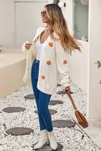 Pumpkin Patterned Knit Cardigan