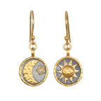 White Topaz Gold & Gunmetal Celestial Earrings