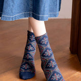 Retro Mid-calf Patterned Socks