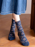 Retro Mid-calf Patterned Socks