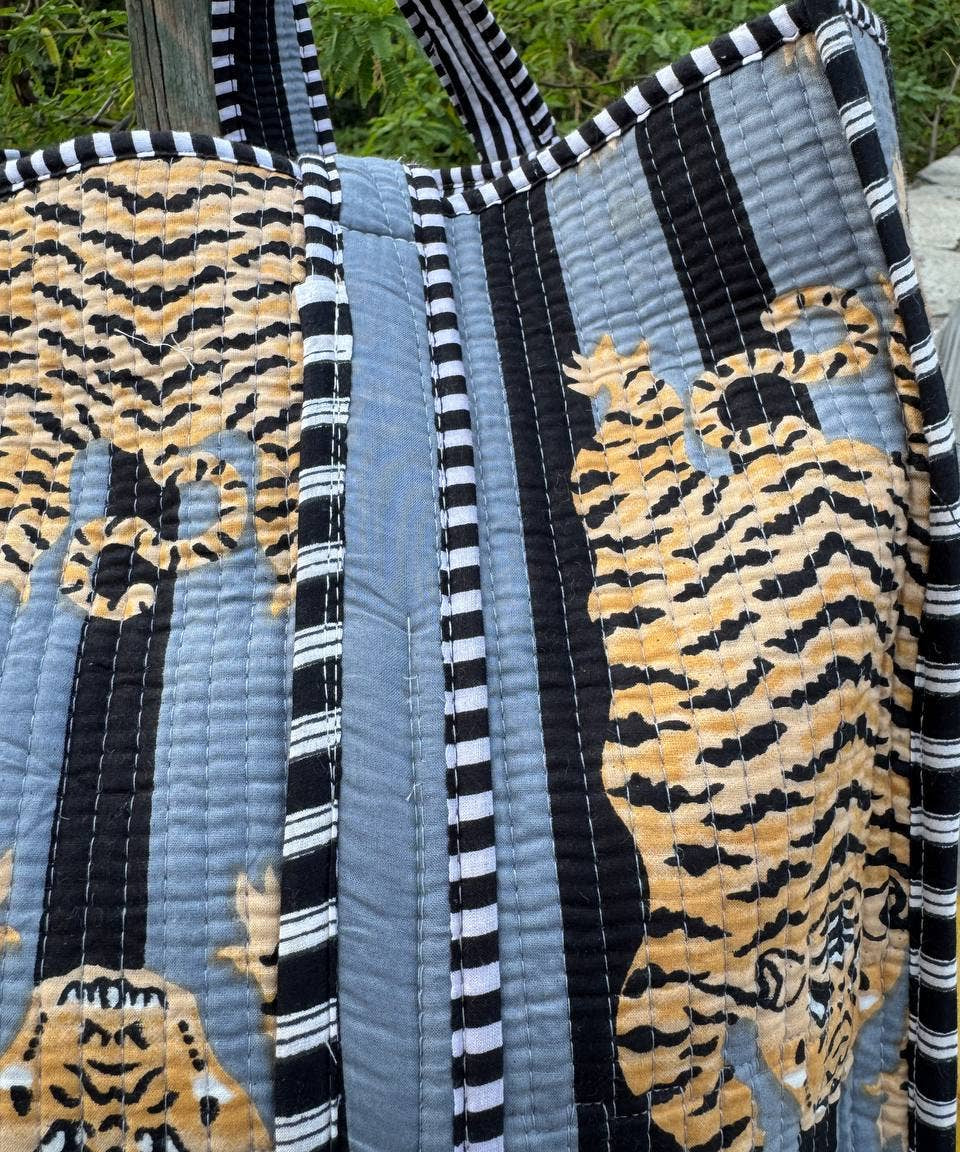 Tiger Print Cotton Tote Bag
