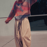 Abstract Pattern Boxy Fuzzy Knit Sweater