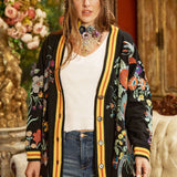 Hermione French Terry Cardigan | Floral Embroidered Jacket