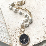 Vintage Bee Coin Necklace