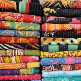 Handmade Indian Kantha Reversible Quilt Blanket