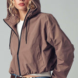 Matte Drawstring Hooded Everyday Jacket