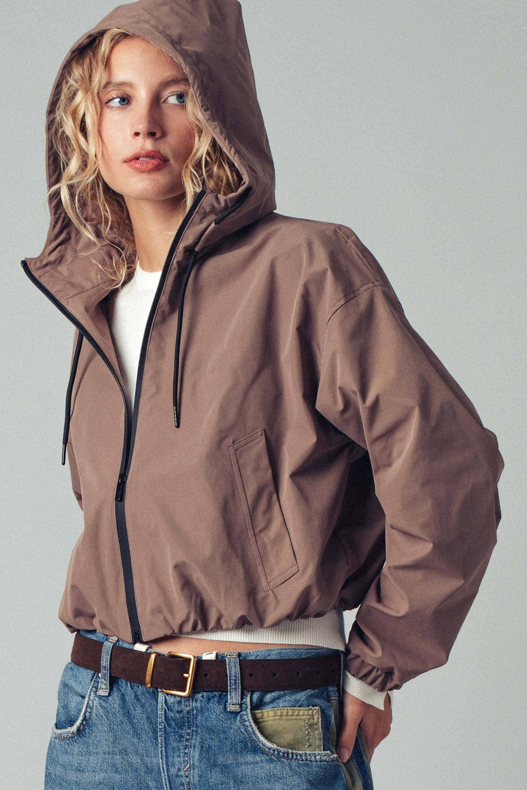 Matte Drawstring Hooded Everyday Jacket – Sugar & Thread