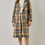 61594 Brushed Plaid Long Coat