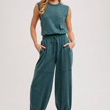 Drawstring Waist Sleeveless Jumpsuit