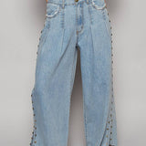 Stud Detail Twill Woven Pants