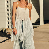Ruffled Lace Flyaway Maxi Cami Top