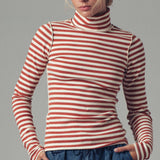 Striped Turtleneck Knit Top