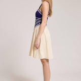 Sailboat Knit Bodice Contrast Midi Dress
