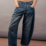 Light Dirty Wash Barrel Leg Jeans